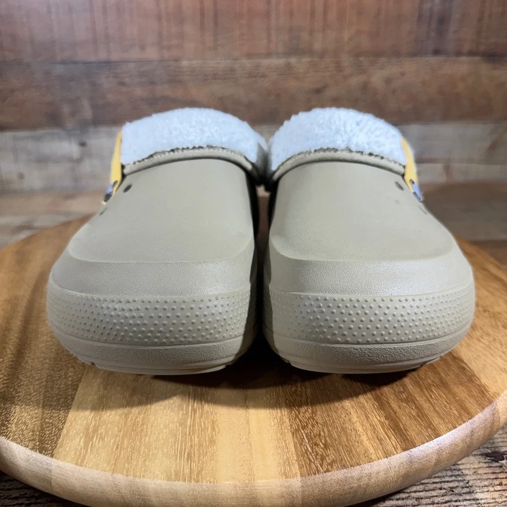 Crocs Clogs Men 10 Womens 12 Tan Shorty Clog Lined Faux Fur Sherpa Slip On Mules